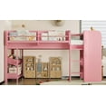 thumbnail image 5 of Newest All-in-One Kids Storage & Study Solid Wood Twin Low Loft Bed with Desk and Blackboard,Pink, 5 of 6