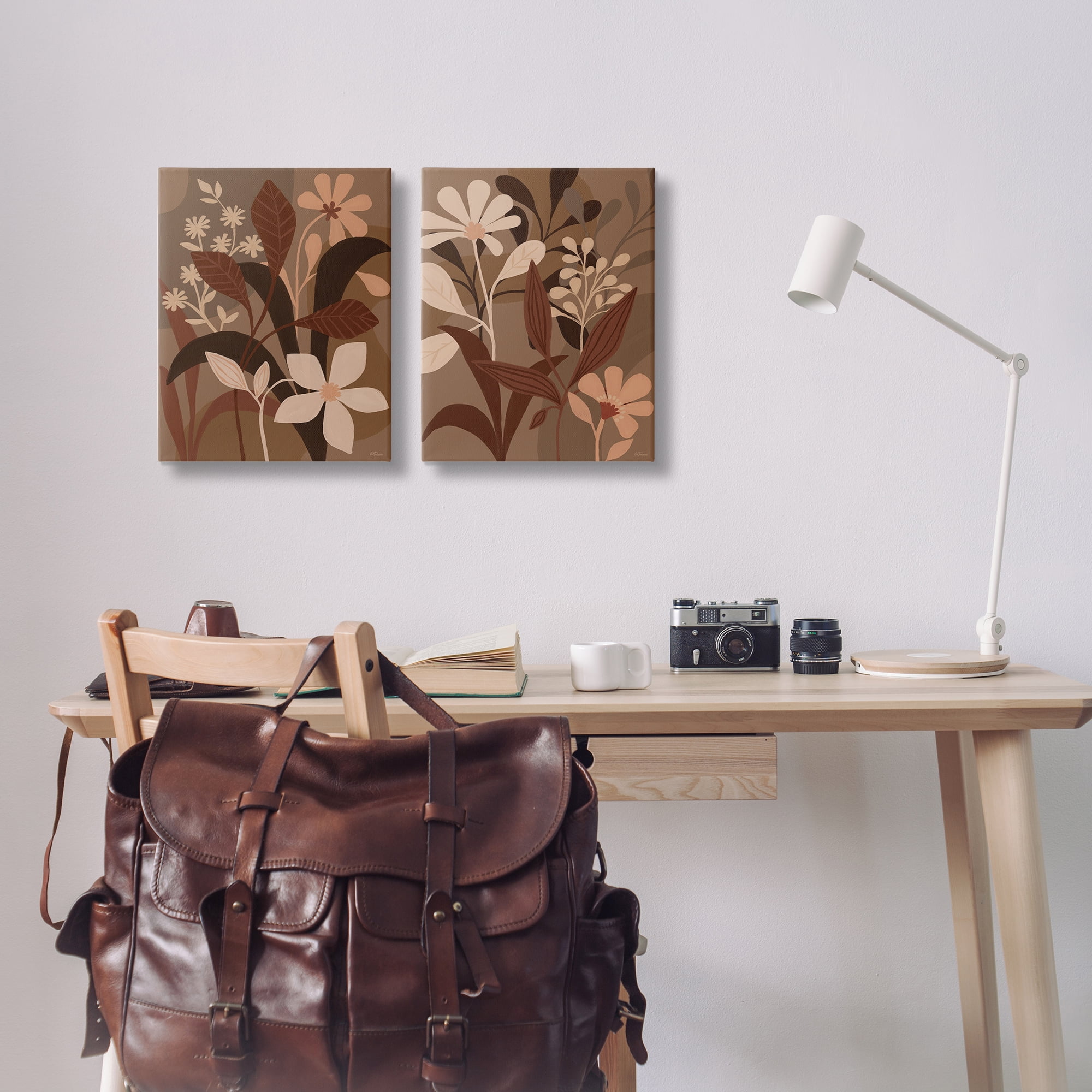 Stupell Industries Modern Boho Flower Bundle Floral & Botanical Painting Wrapped Canvas Art Print Wall Art, 16 x 20, Set of 2