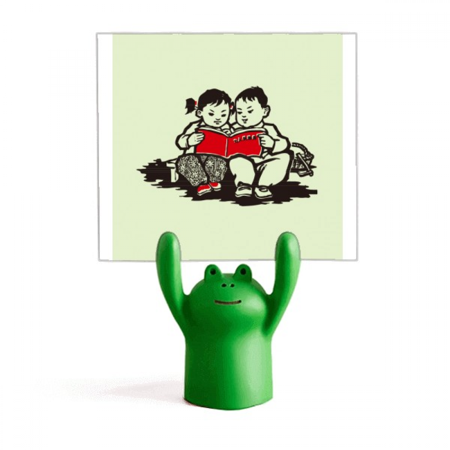 China Learning Red Educational Propaganda Memo Holder Cartoon Animal Frog Stand Decoration