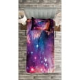 thumbnail image 3 of Ambesonne Cosmos Quilted Bedspread Set 2 Pcs, Magellanic Cloud Stars, Twin Size, Purple Blue Orange, 3 of 3