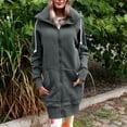thumbnail image 2 of Women's Fashion Jacket Casual Solid-color Long-sleeved Cardigan Hoodie Long Coat, 2 of 2