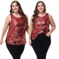 thumbnail image 5 of Womens Plus Size Sleeveless Sequin Tops Sparkle Shine Tank Top, 5 of 7