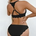 thumbnail image 4 of Brasieres de Mujer conjunto de Sujetador con Botones En La Parte Delantera y Trasera Fruncidos con Encaje Estampado A Rayas para Mujer Grande, 4 of 5