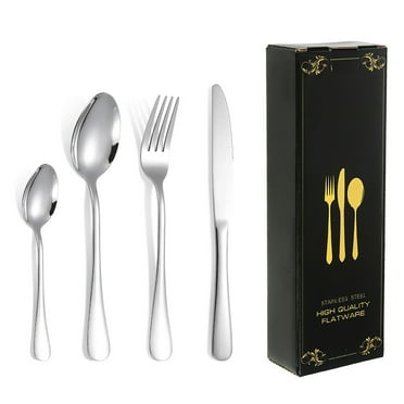 16 PCS Flatware Set Stainless Steel Flatware Set,Mirror Polished Cutlery Utensil Set,Durable Home Kitchen Eating Tableware Set, Fork Knife Spoon Set,Dishwasher Safe