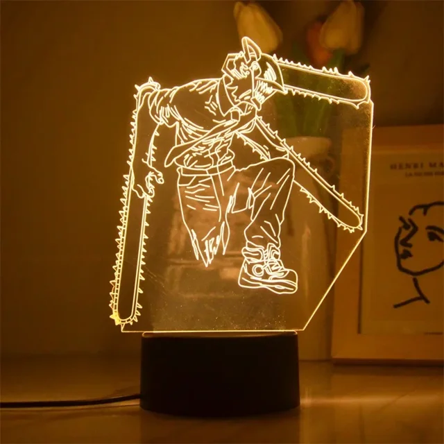 Lámpara de noche Led 3d Anime Chainsaw Man Aki Hayakawa para decoración de dormitorio, regalo de cumpleaños para niños, Manga Chainsaw Man, luz Led de mesita de noche