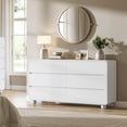 thumbnail image 3 of Aufeile Dresser for Bedroom, 6 Drawer Dresser & Chest of Drawers, 53" Modern Chest of Drawers with Curved Profile Design, Wood Dresser Storage Organizer for Adults, White, 3 of 8