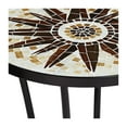 thumbnail image 4 of Teal Island Designs Modern Black Round Outdoor Accent Side Table 14" Wide Brown Sunburst Mosaic Tabletop for Front Porch Patio House, 4 of 8