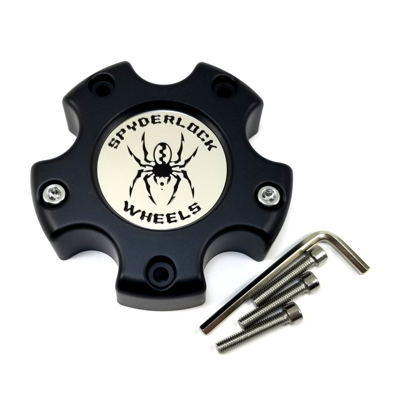Spyderlock Wheels Rim Center Hub Cap Satin Black PS756 5x4.5 / 5x5 ...