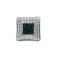 thumbnail image 2 of Dazzlingrock Collection 0.07 Carat Round Blue & White Diamond 9.5mm Kite Shape Micro Pave (1Pc Only) Hip Hop Iced Out Stud in 925 Sterling Silver, Screw Back, Unisex Design Mens Real Diamond Earring, 2 of 6