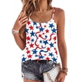 thumbnail image 2 of 250th Anniversary Shirts for Women Stars and Stripes Print Square Neck Spaghetti Strap Sleeveless Vest Patriotic Flowy Summer Lounge Wear Tops,XXL,#01 Watermelon Red, 2 of 5