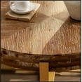 thumbnail image 6 of 31.29"Modern Retro Splicing Round Coffee Table,Fir Wood Table Top with Gold Cross Legs Base(Same SKU:W757123559), 6 of 9