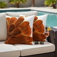 thumbnail image 4 of Burnt Orange Outdoor Waterproof Pillow Covers, Sparkle Gold Stained Floral Flower Art Decorative Square Throw Pillowcase Sofa Cushion Sham for Patio/Couch/Chair, 16"x16" 2 Pack, 4 of 8