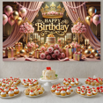 thumbnail image 2 of LUUFILx Happy Birthday Backdrops Party Background Banner Pink Gold Balloon Crown Pattern Decoration Bedroom Decor Poster Wall Supplies, 2 of 8