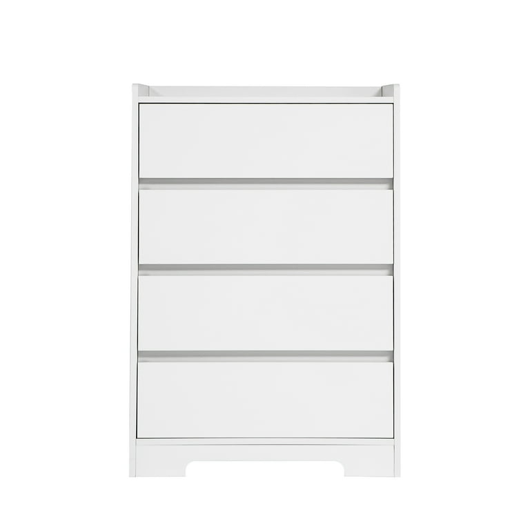 4 Drawer Dresser, Chest of Drawers Without Handle, White Dresser for Bedroom 100% Waterproof, Modern Wooden Cabinet with Sturdy Frame for Living Room, 4 Drawer Dresser, Chest of Drawers Without Handle, White Dresser for Bedroom 100% Waterproof, Modern Wooden Cabinet with Sturdy Frame for Living Room,