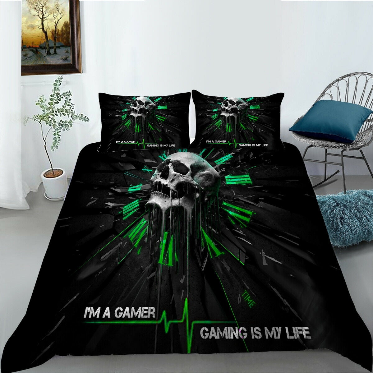 3D Gamer Video Games Black Duvet Cover Single Bedding Quilt Cover Pillowcase A37 