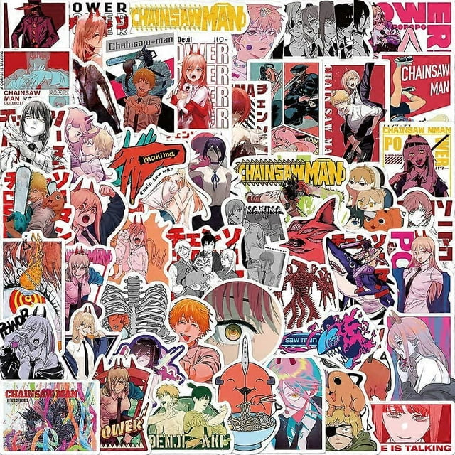 50 Pcs Chainsaw Man Stickers, Trendy Japanese Anime Stickers for Water Bottles, Waterproof Vinyl Stickers