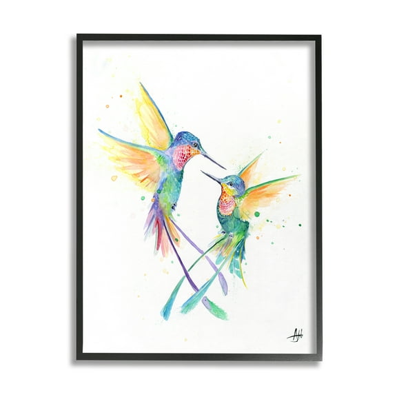 Stupell Rainbow Birds Flying Duo Animals & Insects Painting Black Framed Art Print Wall Art