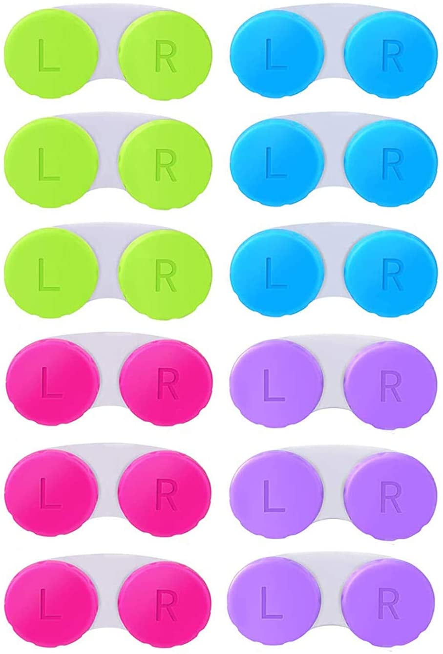 Dearhouse 12 Pack Colourful Contact Lens Case Box Holder Container Soak Storage Kit
