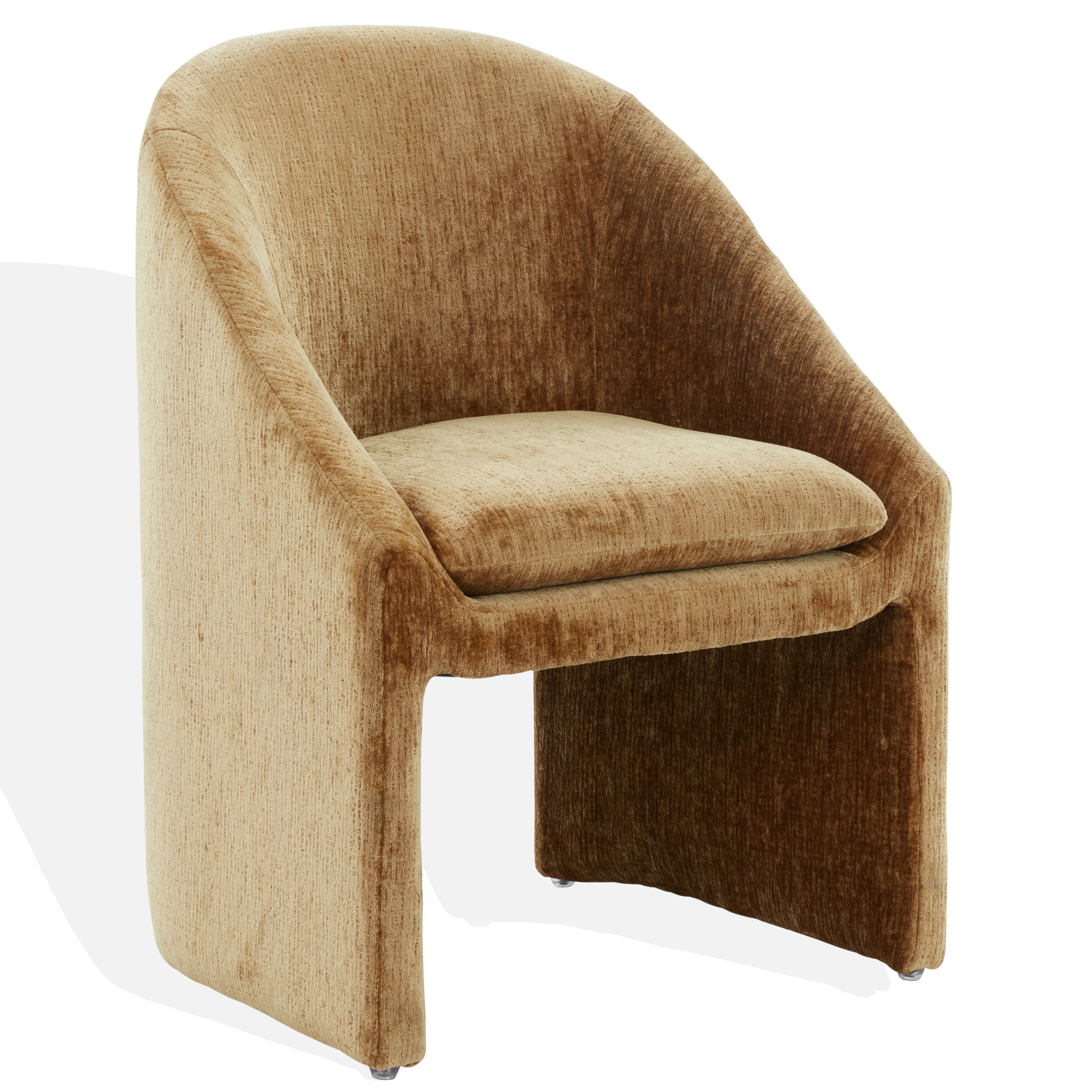 Safavieh Couture Kagan Chenille Contemporary Wood and Fabric Dining Side Chair, Amber