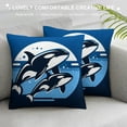 thumbnail image 3 of Orinice Shark Pillow Cases Cushion Covers Ocean Sea Animal Throw Pillow Covers  Soft Sea Underwater World Decorative Throw Pillowcases Marine Theme Blue Black Cushion Cases White, 3 of 5