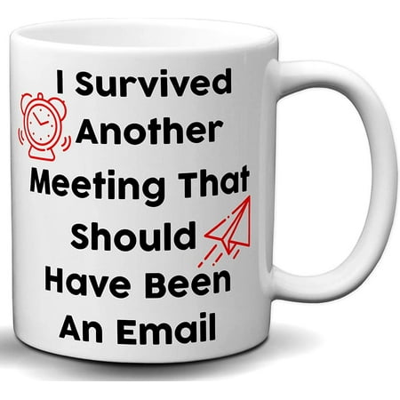 

I Survived Another Meeting That Should Have Been Email 11 Ounce White Coffee Mug - Great Mug Gift for Fox Lovers Office Workers Employees Boss and Family