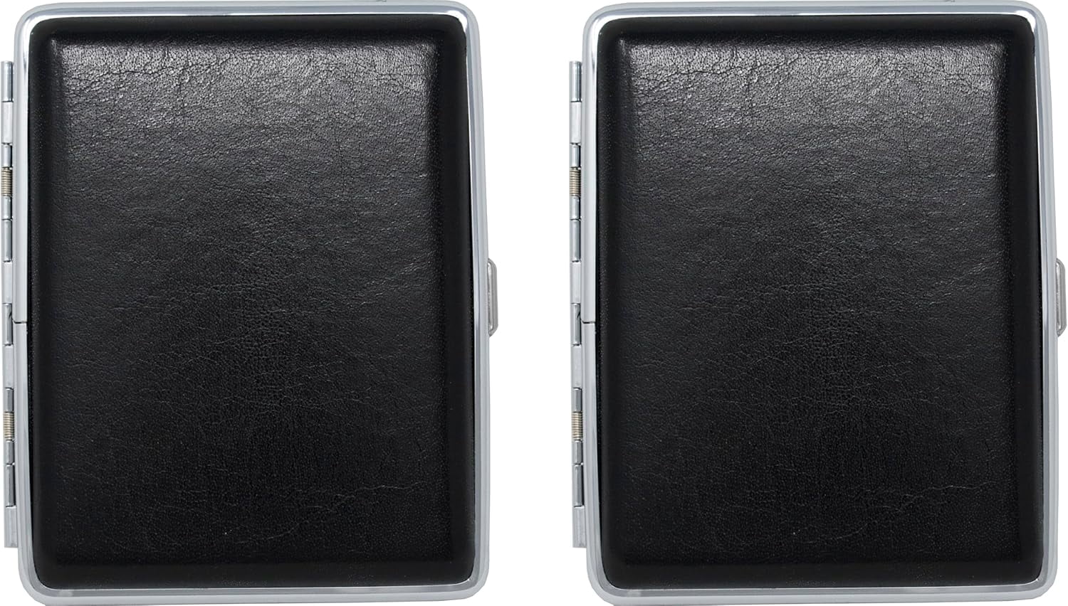 Set of 2 Metal-Plated 100s Leather Cigarette Case & Stash Box (Buffalo Burgundy)