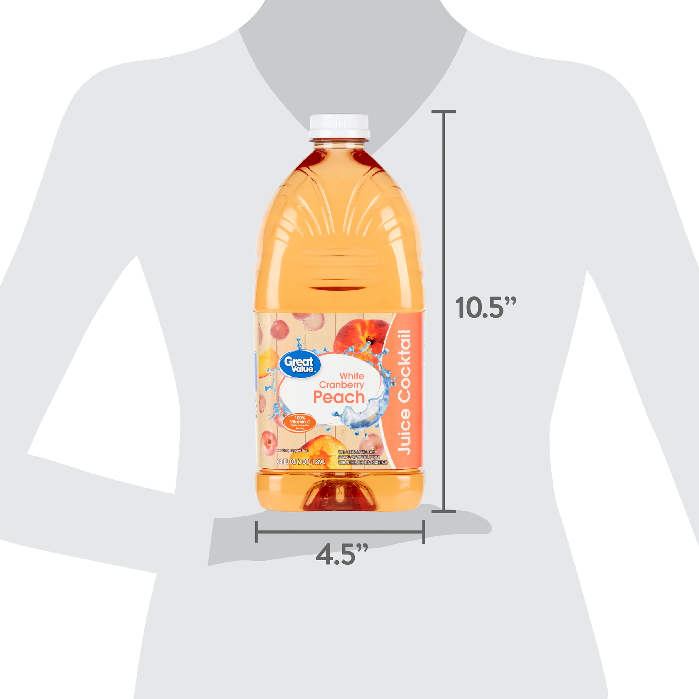 Great Value White Cranberry Peach Juice Cocktail, 64 fl oz