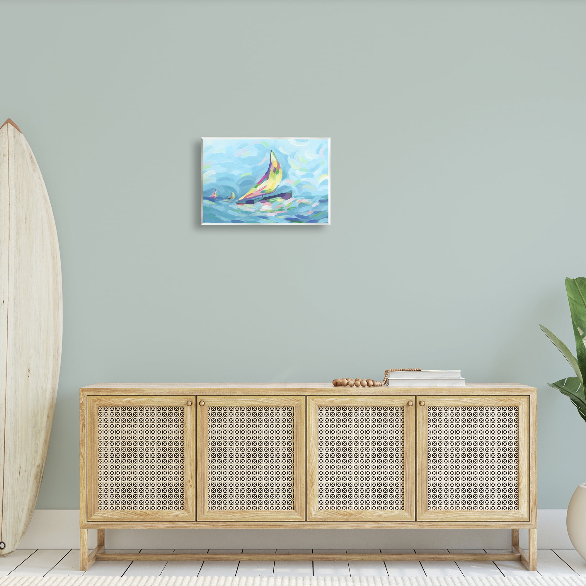 Stupell Industries Abstract Sailboat View Nature Painting Unframed Art Print Wall Art, 19 x 13