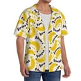 thumbnail image 2 of Uemuo Banana Fruit Pattern Cotton Linen Short Sleeve Shirts,Casual Lightweight Button Down Shirts,Vacation Beach Summer Tops-4X-Large, 2 of 7