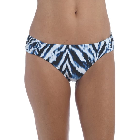 La Blanca Women's Animal Instinct Side Shirred Reversible Hipster Bikini Bottom Blue Size 10