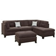 thumbnail image 3 of Poundex 3 Piece Fabric Sectional Sofa Set with Ottoman in Dark Coffee, 3 of 7