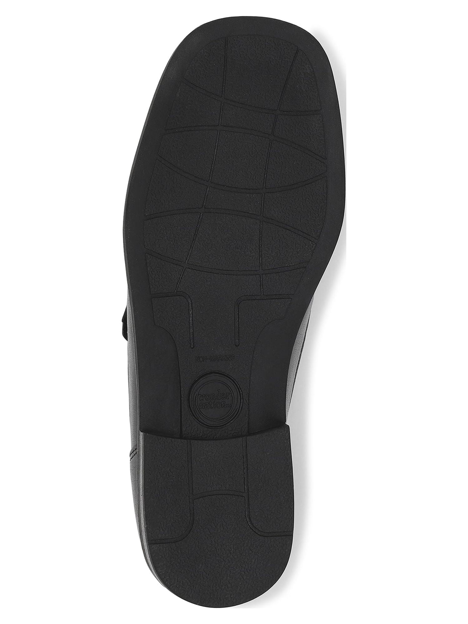 Wonder Nation; Dress Shoe Cushioned Footbed & Padded Collar Casual & Dress, Black