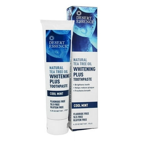 Desert Essence Natural Tea Tree Oil Whitening Plus Toothpaste Cool Mint, 6.25 oz, 2 Pack