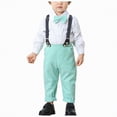 thumbnail image 2 of Kaprioy Baby Boy Outfit Toddler Boys Gentleman Outfits Suit Set Newborn Buttons Romper+Detachable Suspender Pants+Bowtie+Beret Hat, 2 of 7