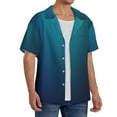thumbnail image 2 of Lsque Blue and Teal Gradient Print Men's Cuban Collar Short Sleeve Shirt Summer Beachwear Casual Button Down Fashionable Vacation Leisure Shirt-4X-Large, 2 of 5