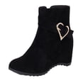 thumbnail image 1 of VBARHMQRT Ladies Fashion Solid Color Suede Belt Buckle Inner Wedge Heel Side Zipper Boots, 1 of 9