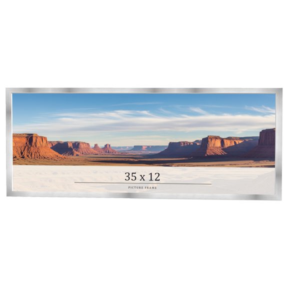 35x12 Frame Silver Real Wood Picture Frame Width 0.75 inches | Interior Frame Depth 0.5 inches |
