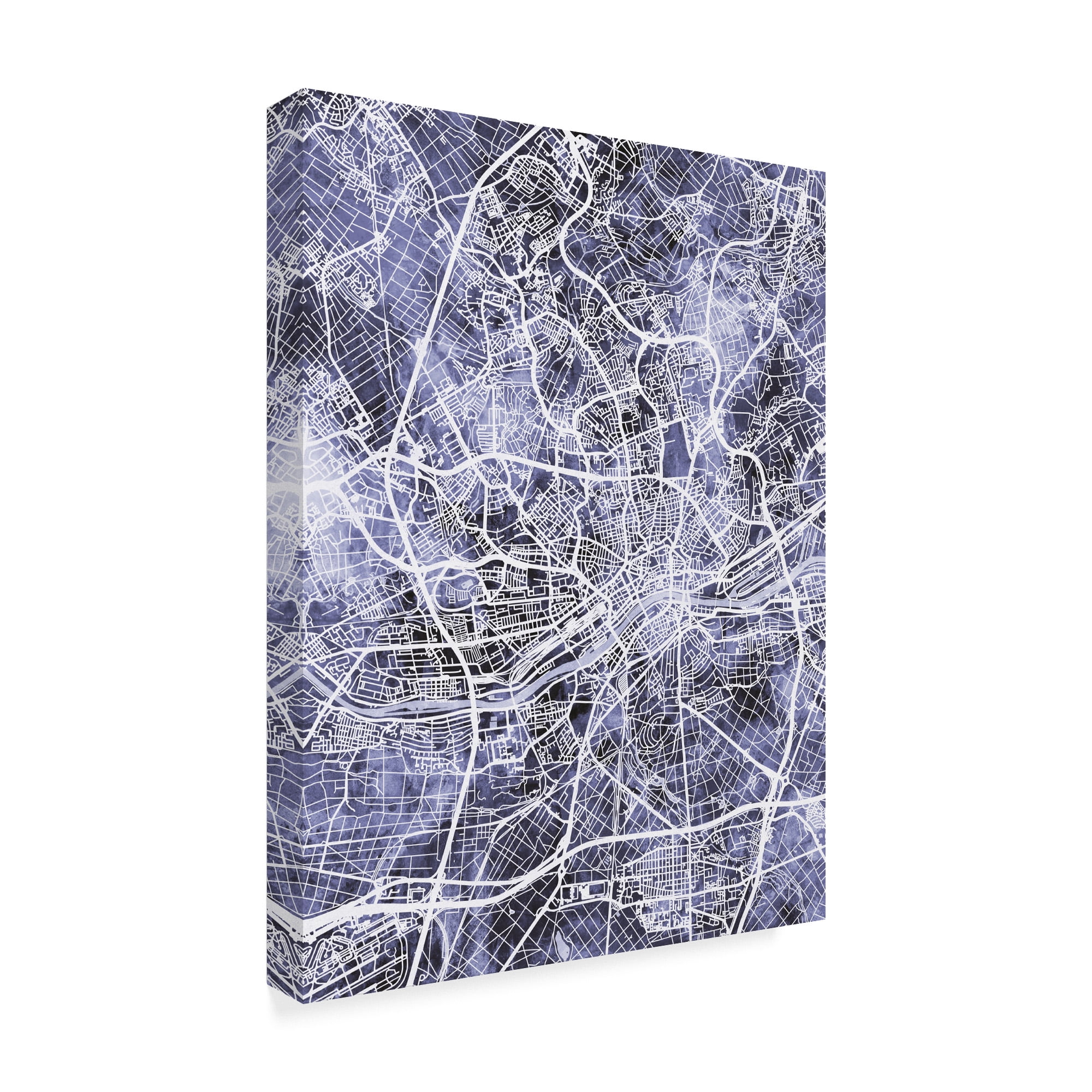 Trademark Fine Art 'Frankfurt Germany City Map Blue' Canvas Art by Michael Tompsett