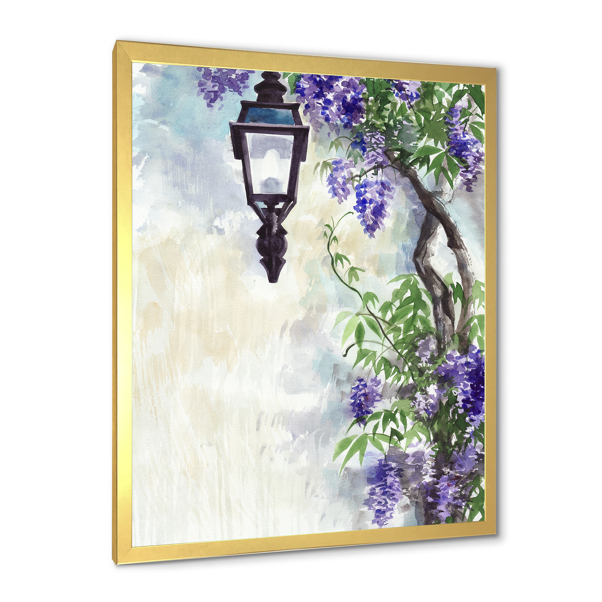 Designart 'Lilac Tree Lantern Vintage Impression' Traditional Framed Art Print