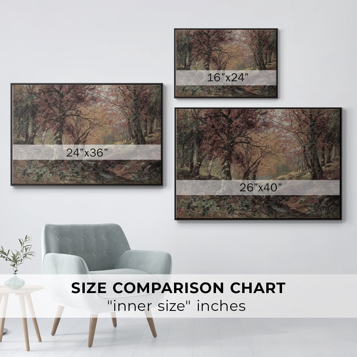 Vintage Landscape-CCCXCI By Wexford Home Framed in Black Wood Gallery Wrapped Canvas 25 in. x 37 in.