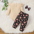 thumbnail image 2 of PatPat 3pcs Baby Girls Solid Long Sleeve Romper and Bowknot Trousers Set,Fall Clothes Newborn Outfit,0-18 Month, 2 of 7