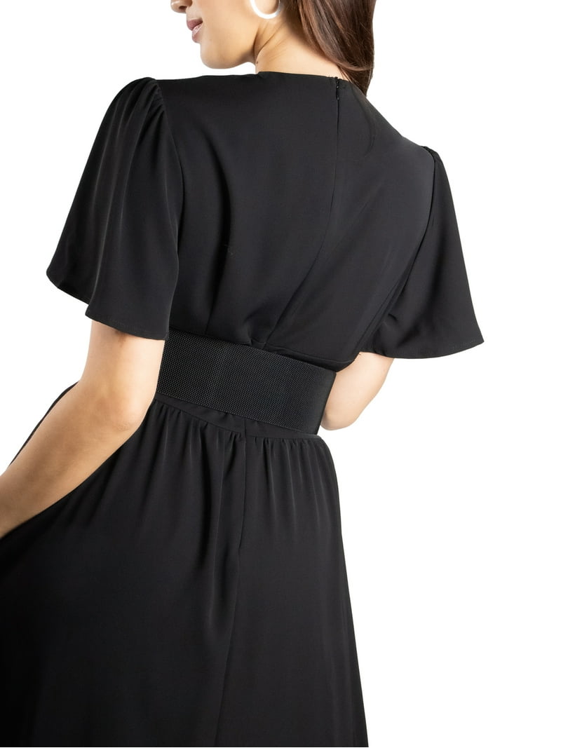 knee length dresses for ladies Diana statement sleeve midi dress – Ta-Noura.com main image 0