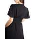 thumbnail image 4 of Jess por Meiko Vestido de Mujer con Escote en V y Mangas de Volante, Cinturón de Declaración, Vestido Midi Negro, 4 of 6