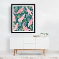thumbnail image 3 of Party Gators Warning - Pink Crocodiles Swim Here - Painting Pattern Tropical Surrealism Floral Humor Animal Illustration Black Framed Wall Art Print 12 x 16 inches, 3 of 4