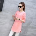 thumbnail image 3 of Women Autumn Round Collar Solid Color Slim Versatile Long Sleeve Blouse Casual Female T-Shirt Tops Pink, 3 of 6
