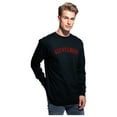 thumbnail image 2 of Daxton Retro Cleveland Arch Font Long Sleeves TShirt Soft Medium Weight Cotton, Black Tee Red Font, L, 2 of 2