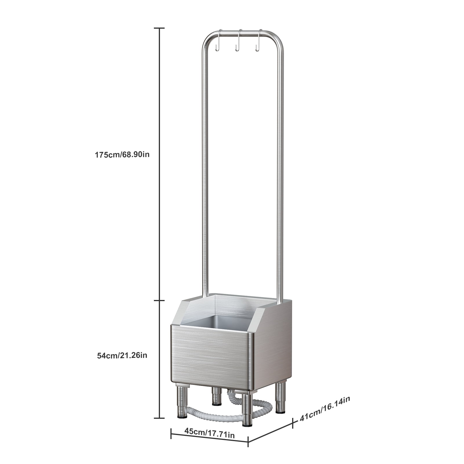 Stainless Steel Mop Sink with Extended Elevated Rack, Commercial Utility Sink for Laundry Room, Kitchen, Restaurant, Overflow-Proof Reservoir, 15° Tilted Edge, 5 Hooks, 150kg Capacity