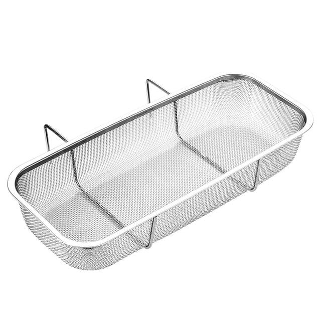Colador de malla fina de acero inoxidable con colgador. Colador de cocina para lavar frutas y verduras. 1 unidad