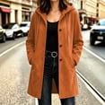 thumbnail image 2 of Jovrlynd Womens Trench Coat Long Sleeve Button Suede Winter Hooded Overcoats Trendy Long Jacket with Pockets, S-2XL, 2 of 7