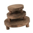 thumbnail image 3 of 3 taburetes redondos de madera con pedestal, bandeja pequeña para macetas rústica de 5, 6 y 8 pulgadas Marrón oscuro, 3 of 9